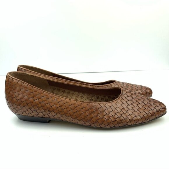 Attitudz flats 9 N brown woven vintage 80s loafers - Picture 1 of 13